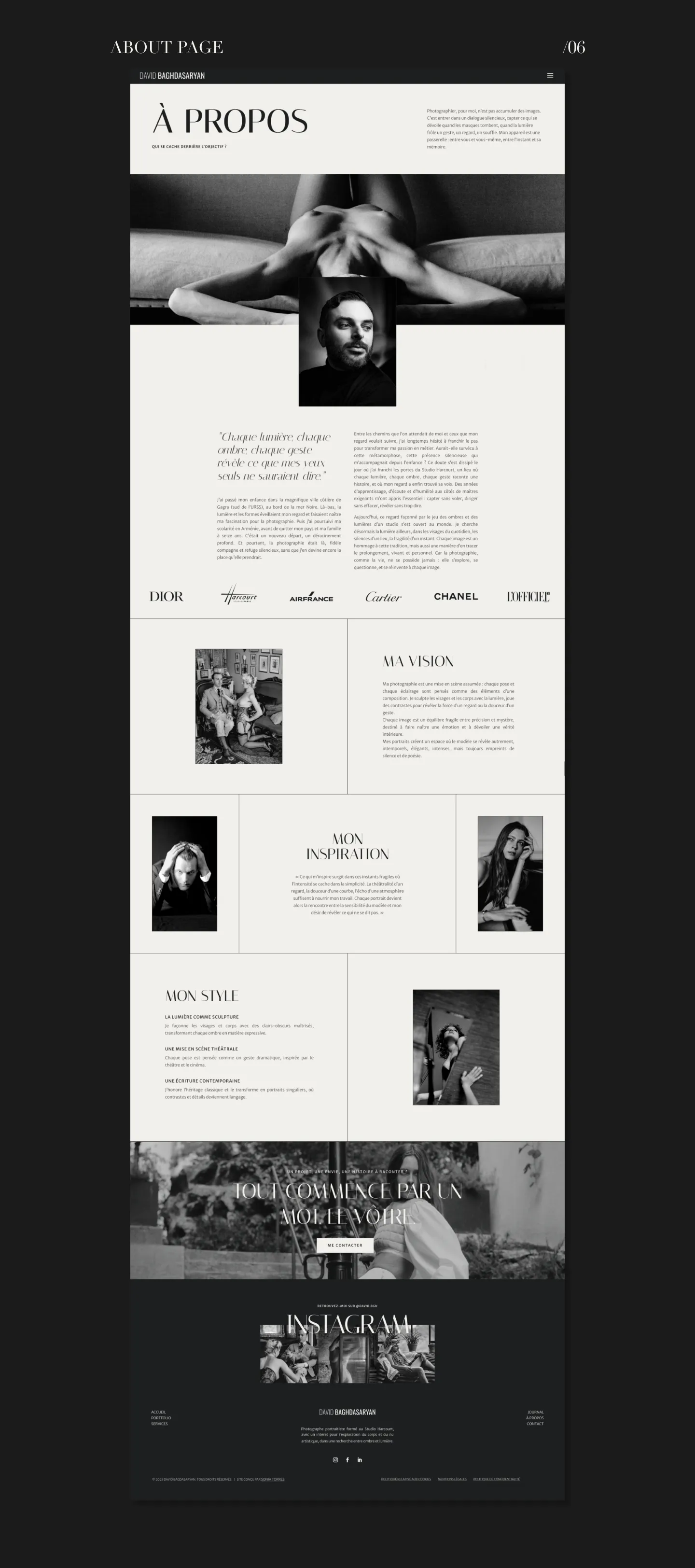 Presentation des maquettes du portfolio digital du photographe David Baghdasaryan