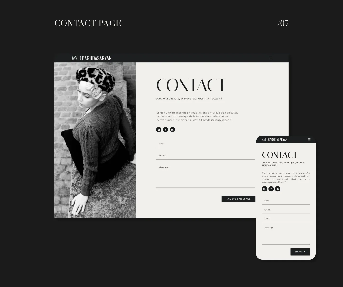 Presentation des maquettes du portfolio digital du photographe David Baghdasaryan