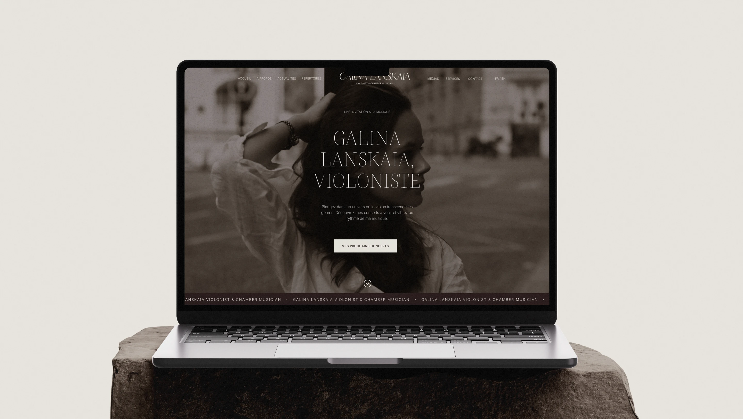 Presentation des maquettes du site web de d'une violoniste