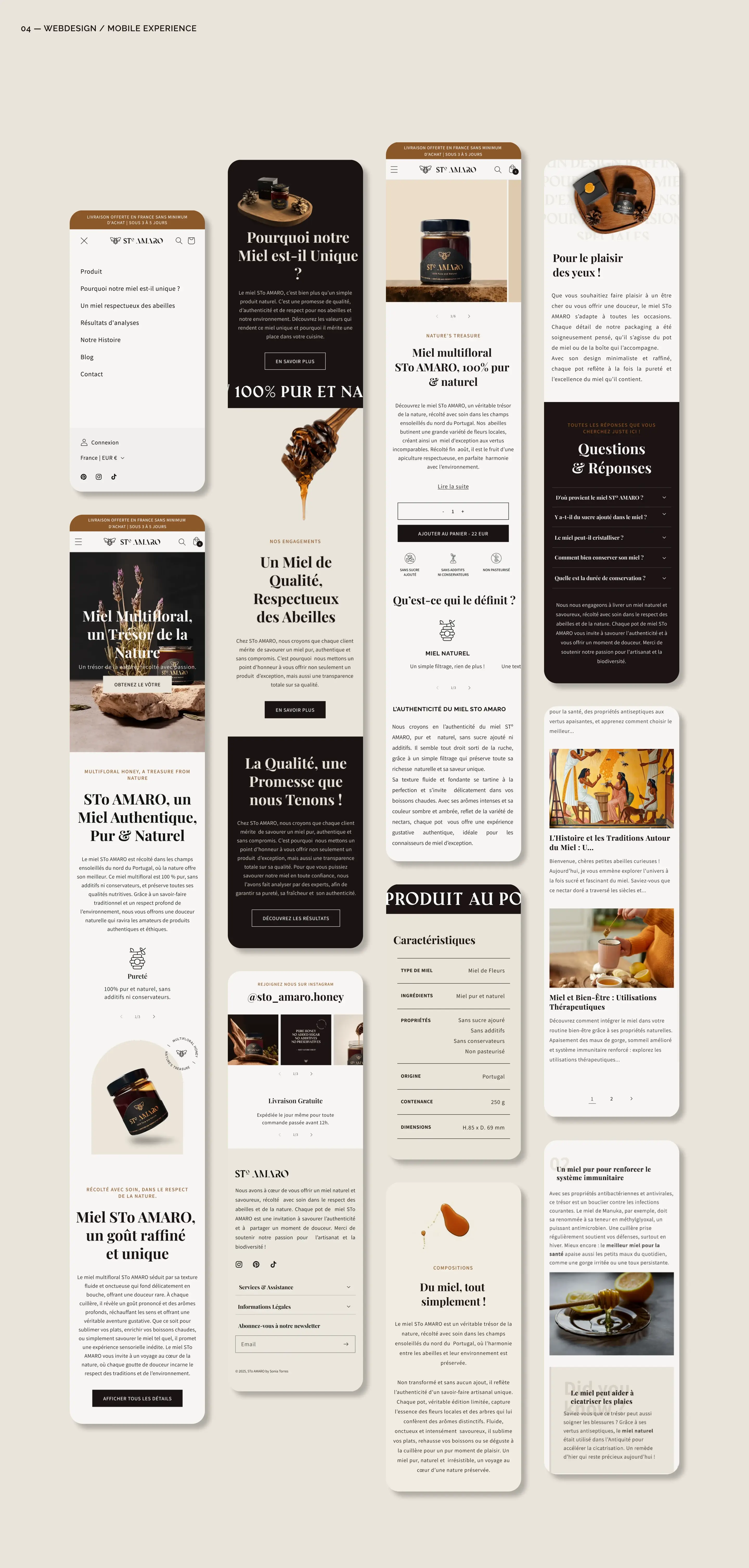 Vue d'ensemble des écrans de l'interface mobile